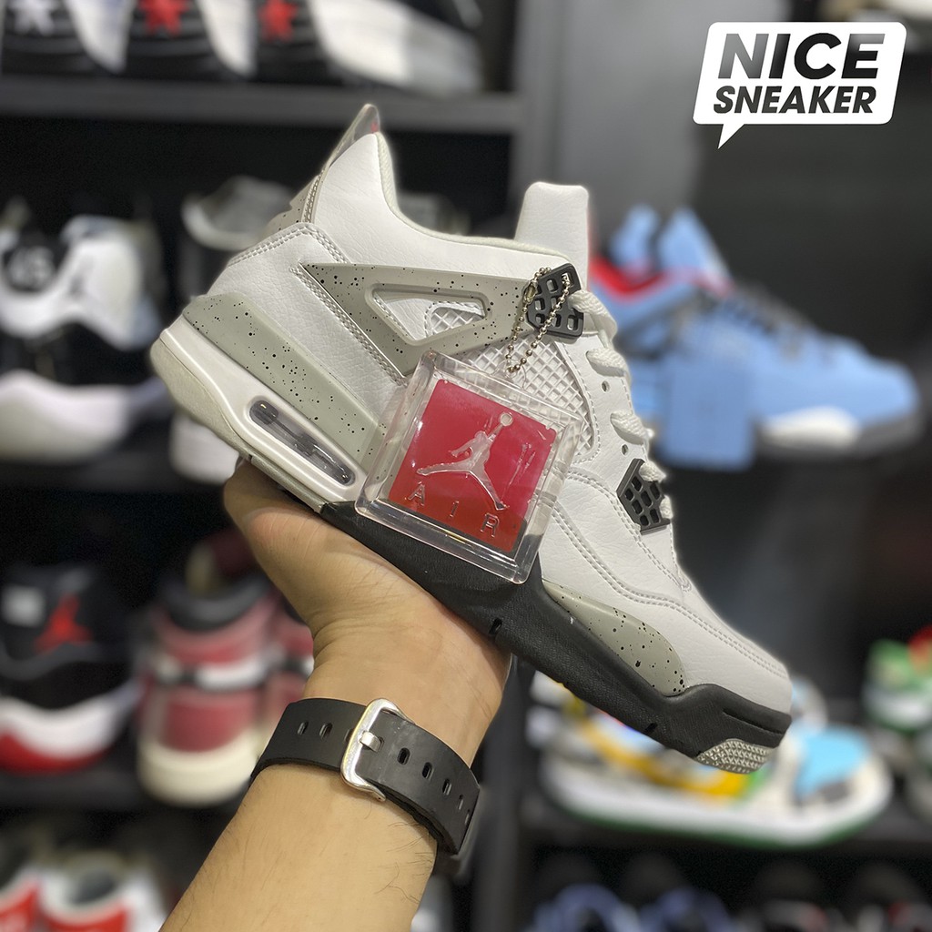 Giày sneaker | Giày bóng rổ - Jordan 4 White Cement ( trắng xám ) | Phiên bản 1:1 .