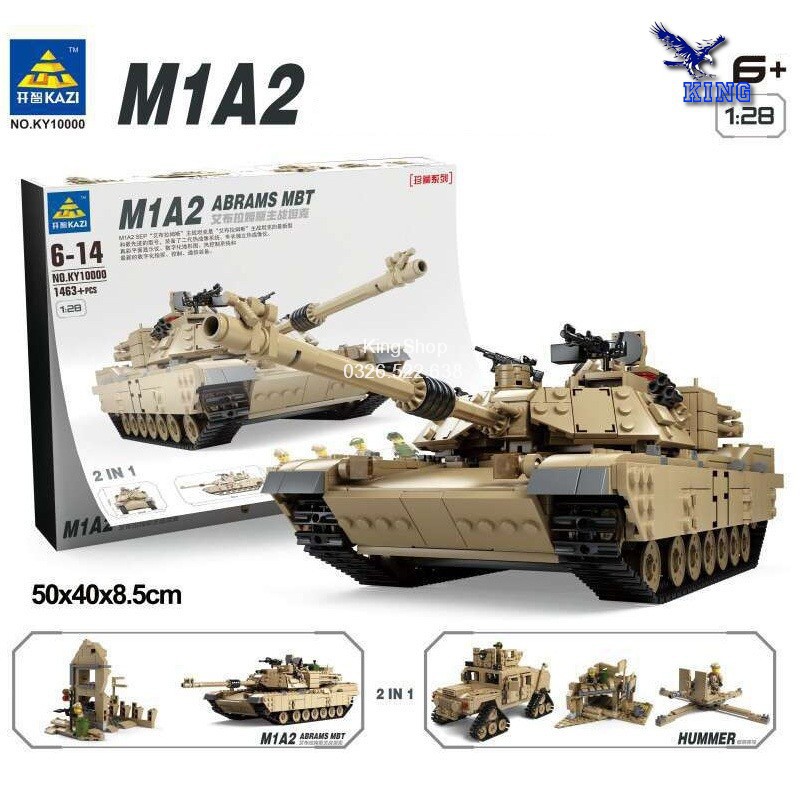 Mẫu Lắp ráp Xe Tăng Biến Hình Hummer Mã Kazi KY10000 Lego Military Army M1A2 Abrams Mbt đồ chơi xếp hình cho bé xingbao