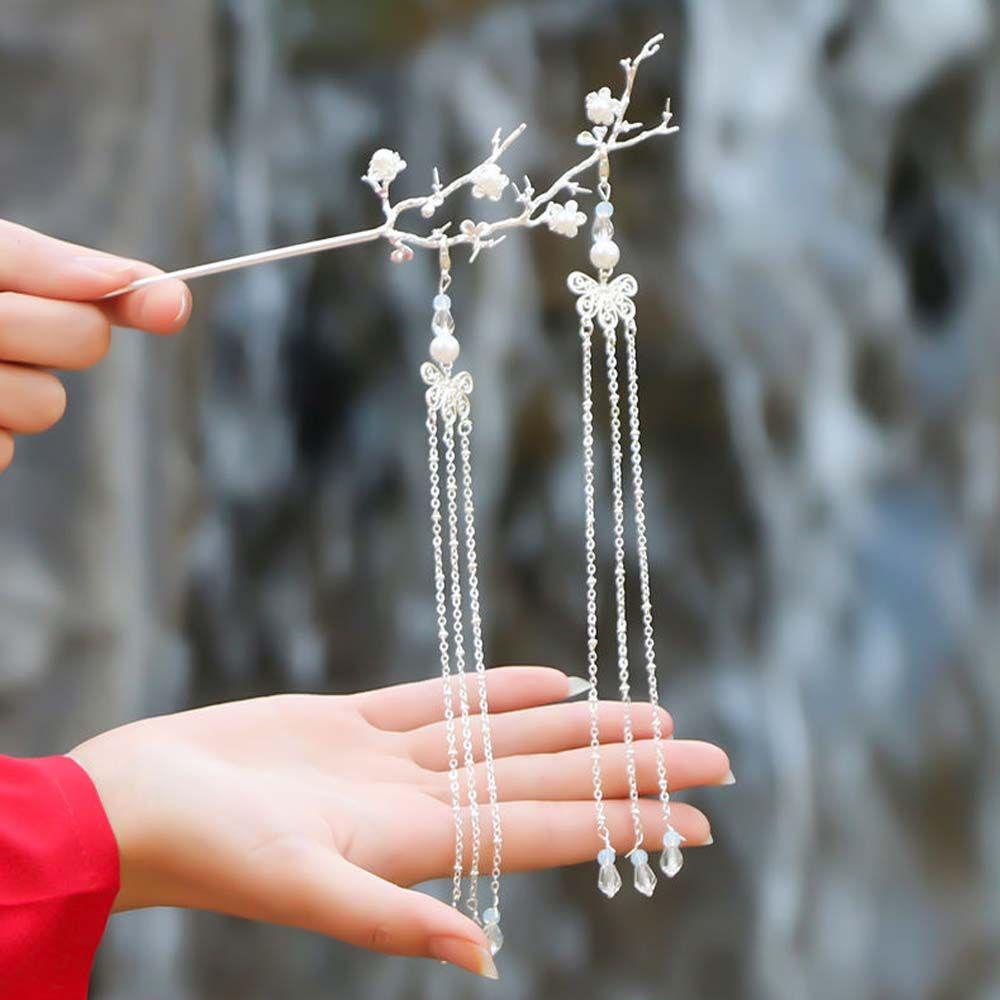 Trâm Cài Tóc Hình Bướm Phối Tua Rua Phong Cách Thanh Lịch Cho Nữ 2life