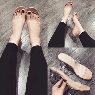 Giày cao gót trong suốt quấn dây 5 phân myseo