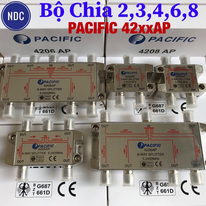 Bộ Chia 2, 3, 4, 6, 8 PACIFIC 42xxP (LOẠI 1) Chia chảo, Chia Cáp, Chia Anten KTS