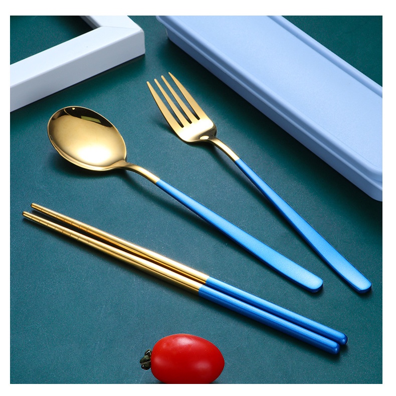 Muỗng inox 304 mạ vàng nhiều màu sang chảnh hàng cao cấp, bộ 3 món trong một hộp