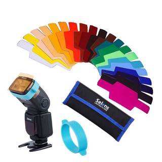 Bộ 20 gel màu cho đèn flash Canon, Nikon, Sony, Godox, Youngnuo, Fujifilm, Olympus...