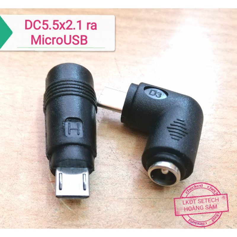 Đầu Chuyển đổi DC 5.5x2.1mm cái sang Micro USB 5P(1 chiếc)