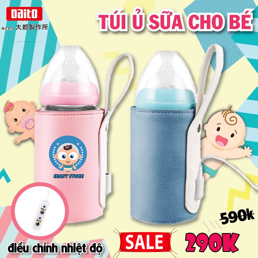 [RẺ NHẤT] Túi Ủ Giữ Nhiệt Bình Sữa DAITO Bằng Da Cao Cấp Có Cảm Biến Điều Chỉnh Nhiệt Độ Và Thời Gian Ủ Ấm Sữa