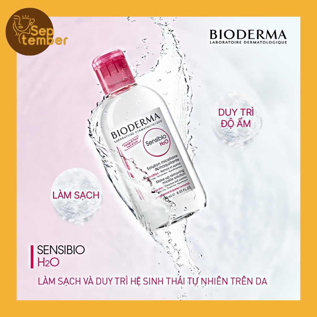 Nước tẩy trang Bioderma hồng và xanh, nước tẩy trang da nhạy cảm, da dầu - september249.vn