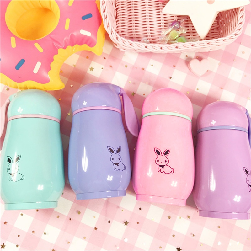 Bình Nước Giữ Nhiệt Bằng Thép Không Gỉ Hình Thỏ Đáng Yêu Cho Trẻ Em