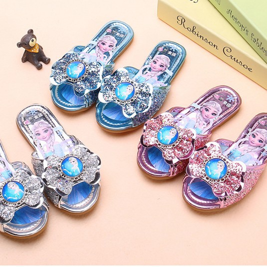Dép Quai Ngang In Hình Công Chúa Elsa Thời Trang Mùa Hè Cho Bé Gái size 26-36