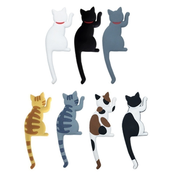 Cute  Multifunction Cat Magnetic Refrigerator Sticker / Fridge Magnet Hanging Hook /Refrigerator Sticker Note Holder Creative Hooks For Home Decorations