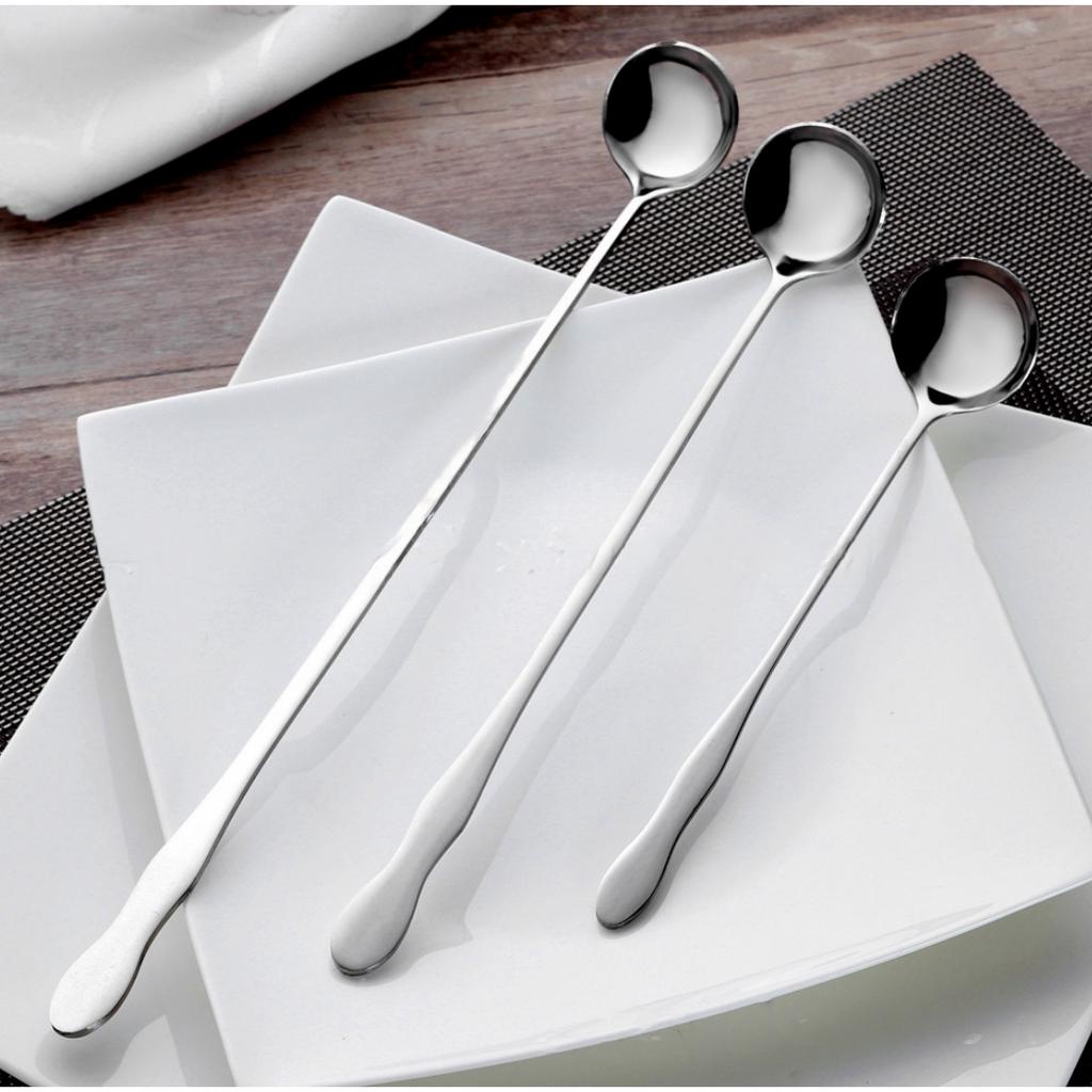 Muỗng dài đầu tròn inox 304 dùng múc topping múc đồ phía dưới đáy ly sâu hoặc làm thìa cà phê