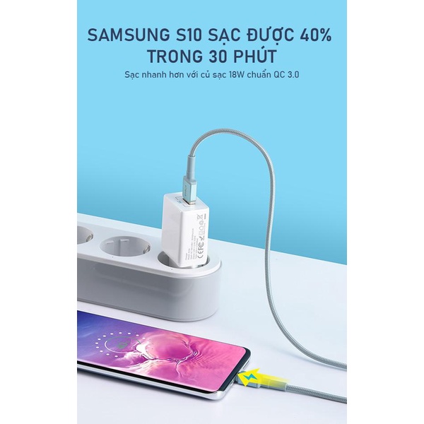 Cáp sạc dù truyền dữ liệu Type C ROBOT RSL100 cho điện thoại android chống rối cao cấp - Bảo hành chính hãng