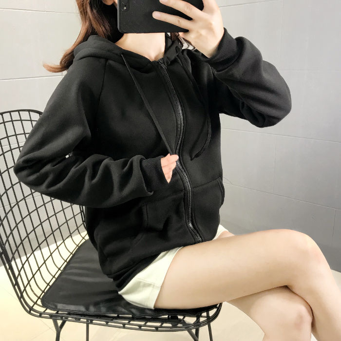 Áo Hoodie Khóa Kéo Phong Cách Hàn Quốc Cho Nữ