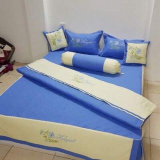 Set bộ chăn ga satin poly mùa cưới 7 món
