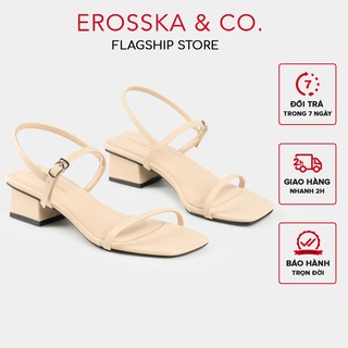 Erosska - Giày sandal cao gót phối dây kiểu dáng Hàn Quốc cao 4cm màu bò _ EM079
