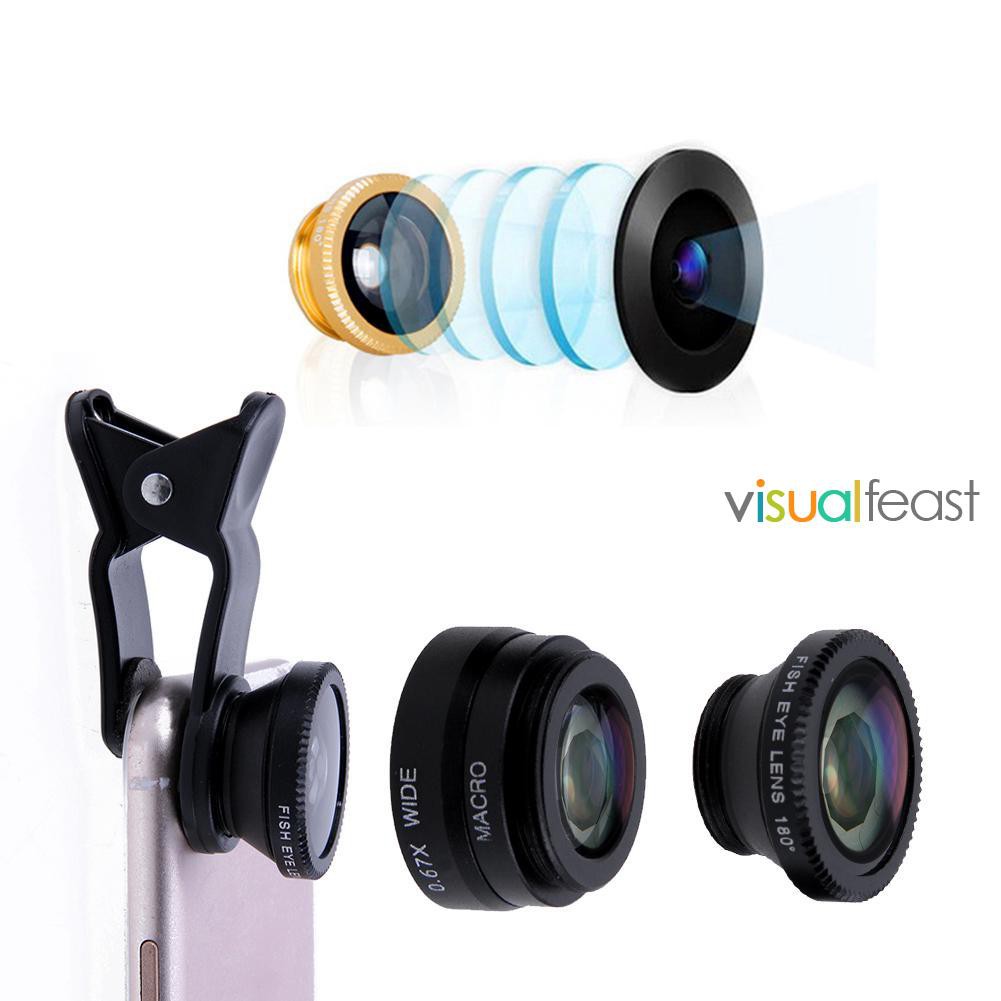 😉[Ready Stock/COD]😉3 in 1 Fish Eye+ Wide Angle+ Macro Camera Lens Kit for Phone