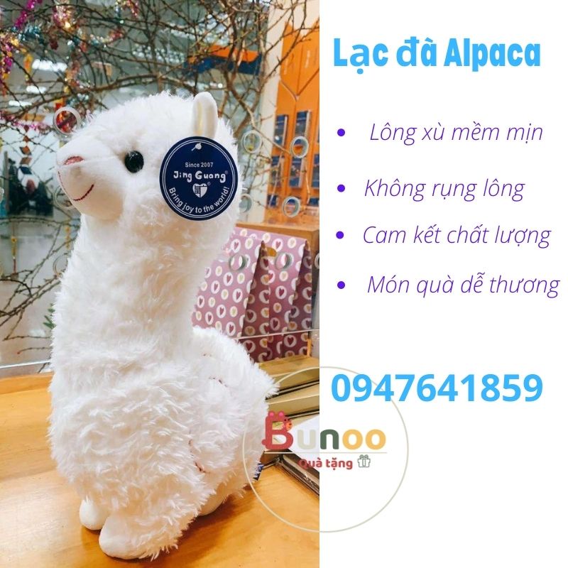 (Sẵn)Gấu Bông Lạc Đà Alpaca Ngộ Nghĩnh Bản Màu Đỏ Giáng Sinh Noel 27-38-46-56-65cm Bunoo Shop