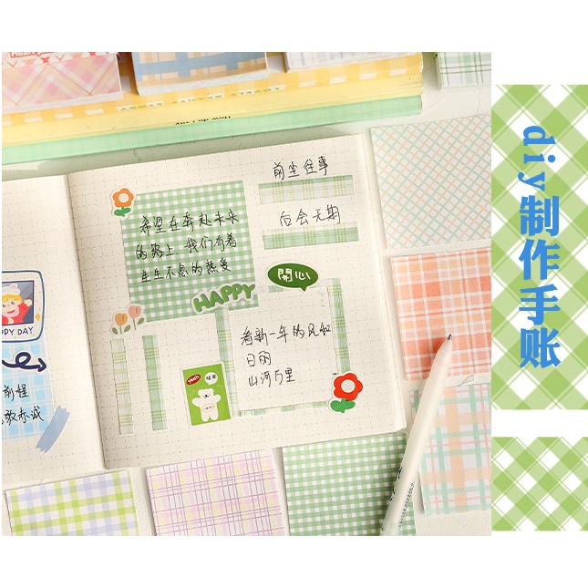 Peach Cute checkered pad Memo Pad School Office Stationery Notepad