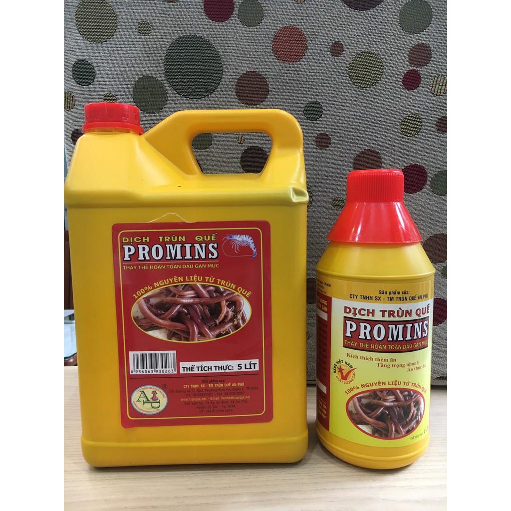 DỊCH TRÙN QUẾ DÙNG CHO TÔM, CÁ PROMINS CHAI 1 LIT