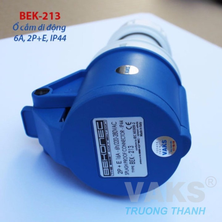 Bộ phích cắm và ổ cắm di động BEKONEC 16A, 2P+E, IP44 -sản xuất tại Ý (Italy)