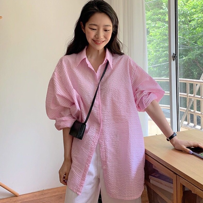 Áo sơ mi RENJIANVSHENG 185566 dài tay kiểu Hàn Quốc cá tính trẻ trung