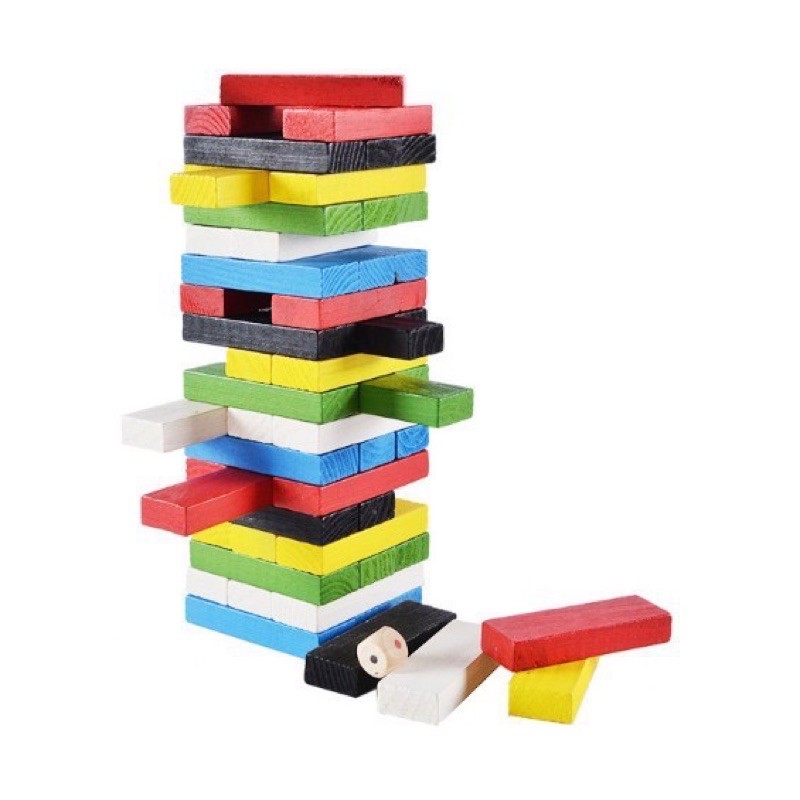 Đồ Chơi Rút Gỗ Màu Sắc Nhiều Màu TUBIOTYS 54 thanh màu cỡ lớn-Domino màu(kèm xúc xắc)