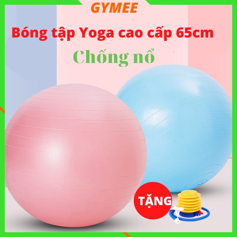 Bóng Tập Yoga Gym 65cm, Bóng Trơn Tập Pilates Cao Cấp Dày 2mm Chống Nổ Tập Thể Dục Tại Nhà( Tặng Bơm Bóng, Kim Bơm)