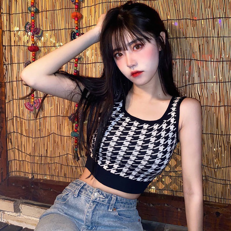 Áo Croptop Dệt Kim Không Tay Cổ Vuông Ôm Dáng Trọng Lượng Nhẹ Thời Trang Cho Nữ