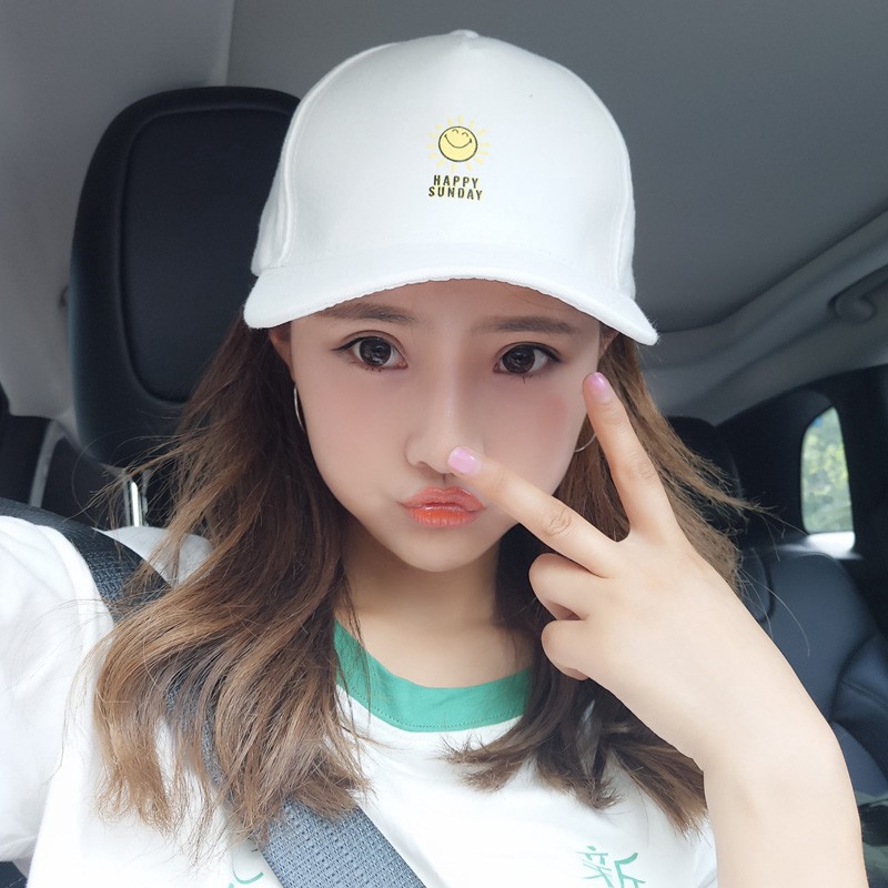 Mũ lưỡi trai in chữ và hình mặt trời cá tính phong cách Hàn Quốc