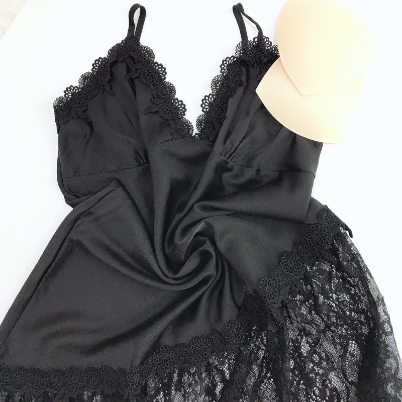 Váy Ngủ Sexy đuôi ren  Cao Cấp Kenshop0602  - Đầm Ngủ Lụa Satin Quảng Châu
