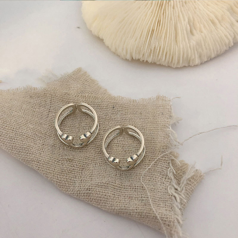 Nhẫn Hở Mạ Bạc 925 Đính Đá Hình Trái Tim Thời Trang Cá Tính Cho Nữ