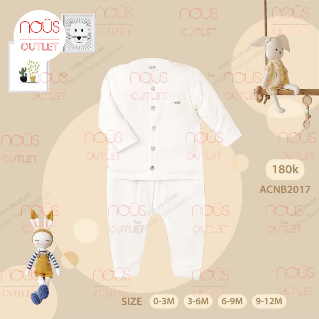 Bộ cài thẳng dài petit trắng (size 0-3m đến 9-12m)