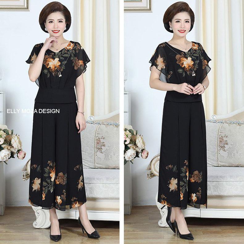 Set bộ đồ trung niên dự tiệc sang trọng - bộ mặc nhà cao cấp trung tuổi -thời trang cho mẹ bigsize