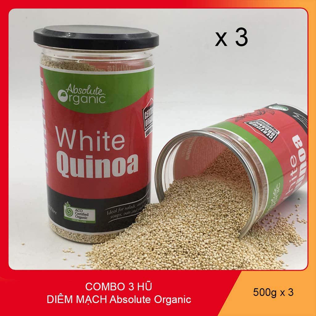 Combo 3 hộp Hạt Diêm mạch trắng Hữu cơ của Úc khối lượng 500gr. Tổng khối lượng 500gr x 2 = 1.5 kg.