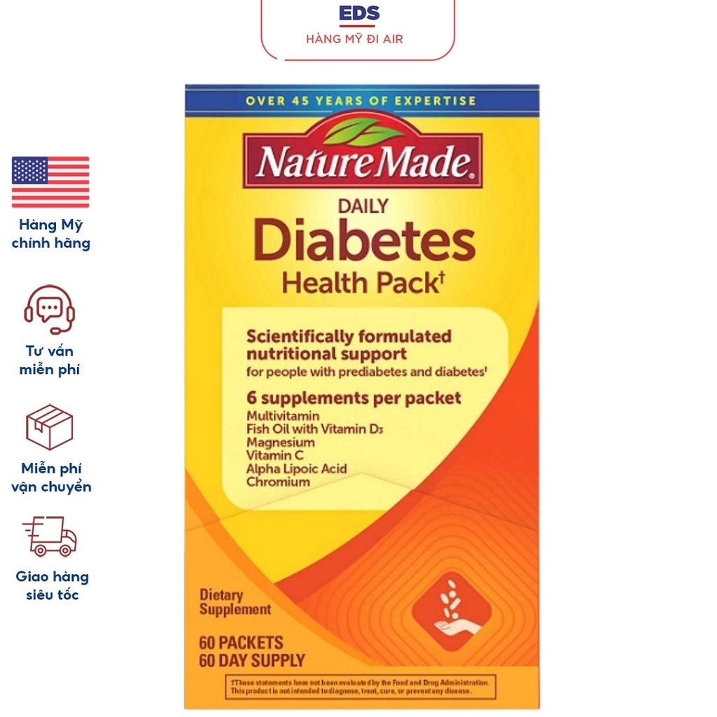 Vitamin tổng hợp date 2024 dành cho người tiểu đường Nature Made Daily Diabetes Health - EDS Hàng Mỹ