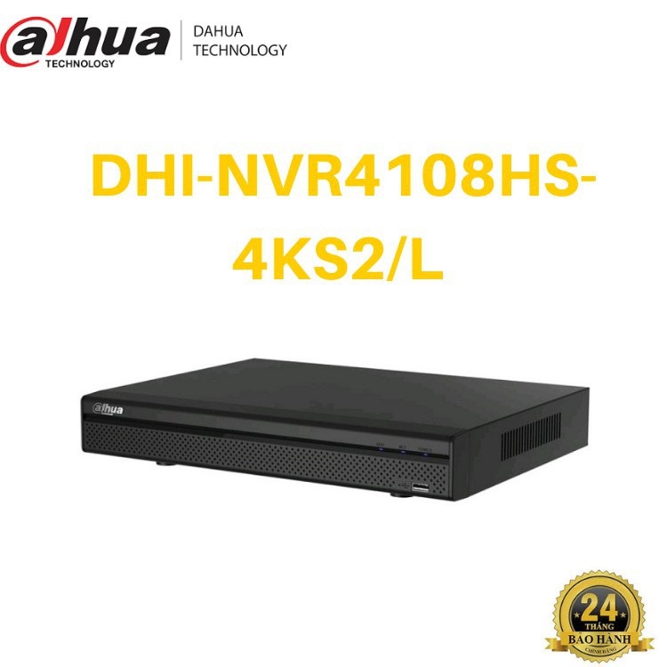 Đầu ghi hình camera IP 8 kênh DAHUA DHI-NVR4108HS-4KS2/L - hỗ trợ camera lên tới 8MP, 1 Sata, băng thông 80Mpbs, Audio