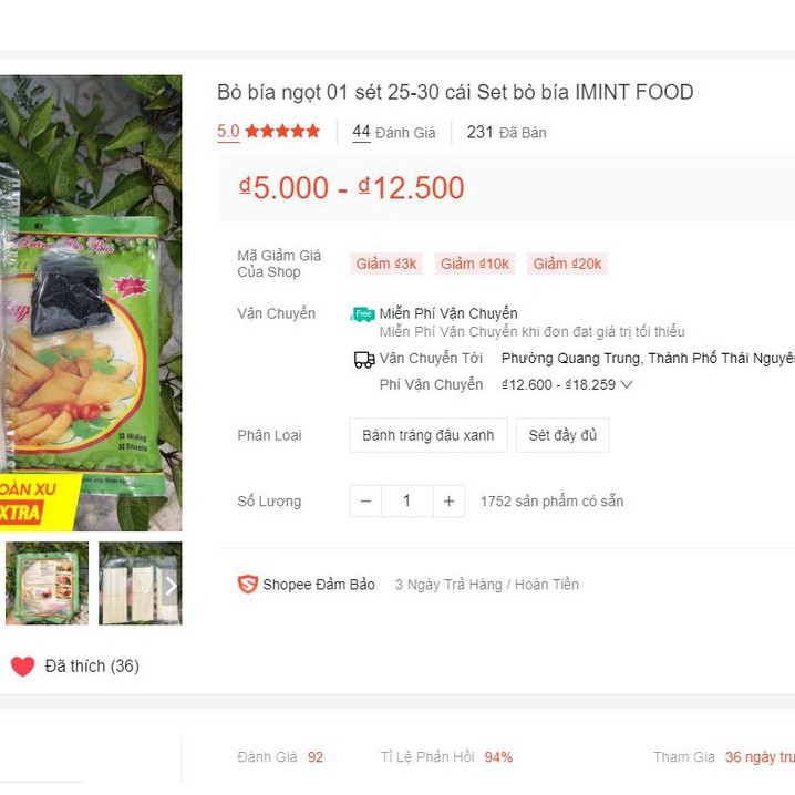 Set đầy đủ 30 cuốn bò bía ( 2 gói vừng đen) IMINT FOOD