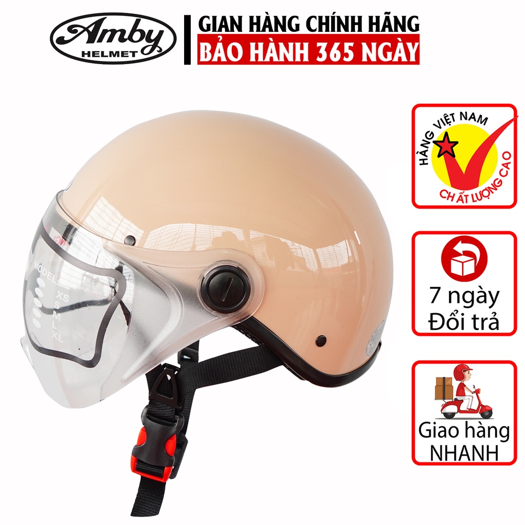 Mũ Bảo Hiểm Nửa Đầu Amby ST05, có kính che nửa mặt, kiểu dáng thời trang cho nam và nữ - Nhiều màu