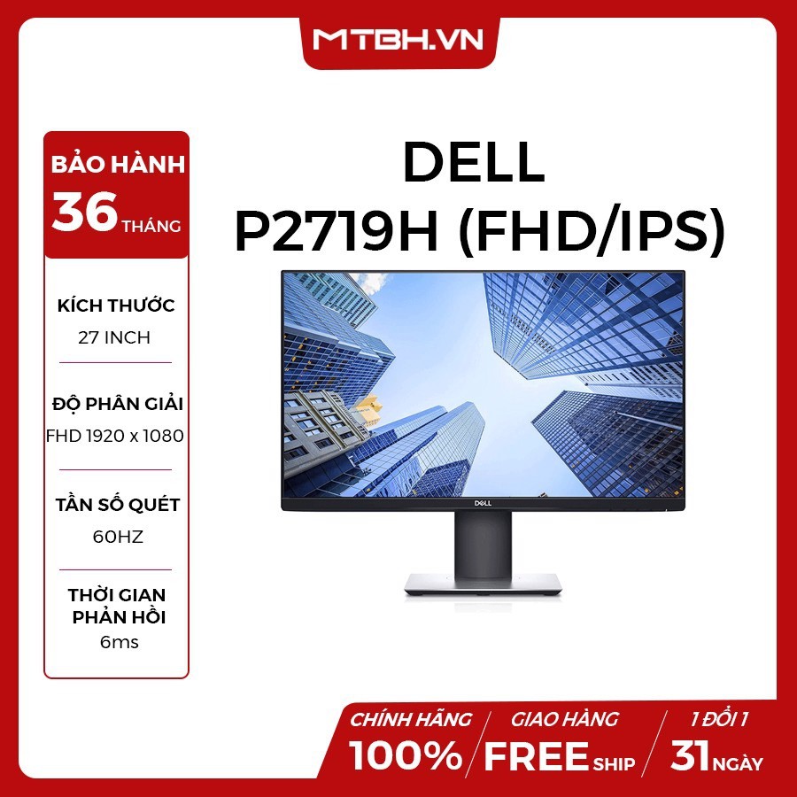 MÀN HÌNH LCD DELL 27" P2719H FHD IPS CHUYÊN ĐỘ HỌA