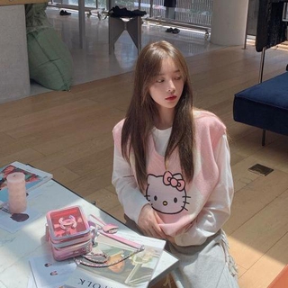 Áo sát nách màu sắc tương phản họa tiết Hello Kitty cho bé gái