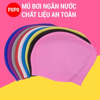 Nón bơi người lớn, mũ bơi người lớn silicone trùm tai, trùm tóc cho nữ có tóc dài POPO