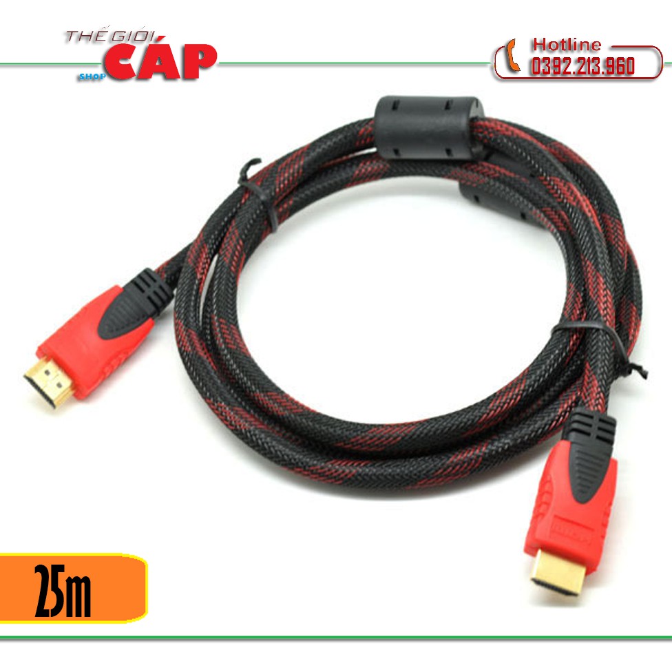 Dây cáp HDMI chống nhiễu 25M (Đen phối đỏ)