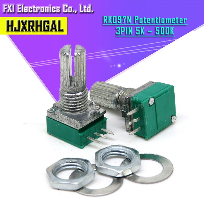 Set 5 Chiết Áp Khuếch Đại Âm Thanh RK097N 5K 10K 20K 50K 100K 500K B5K Trục 3 Chấu 15mm