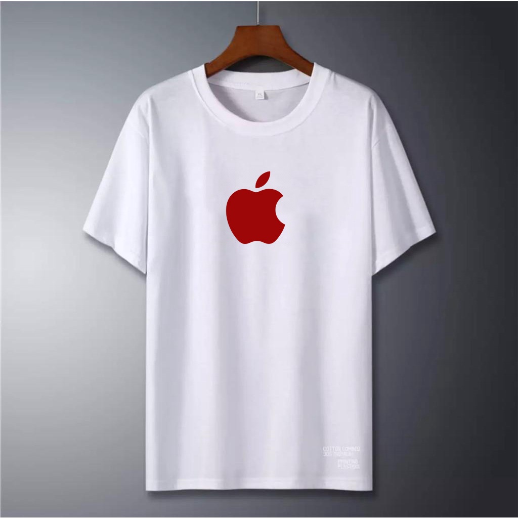 Thương Hiệu Áo Thun Tay Ngắn In Logo APPLE Màu Đỏ Mới Nhất Cho Nam