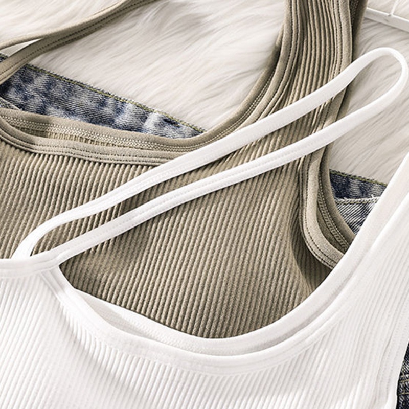 Xiangbao Áo Crop Top Hai Dây Lệch Vai Có Đệm Lót Gợi Cảm Cho Nữ