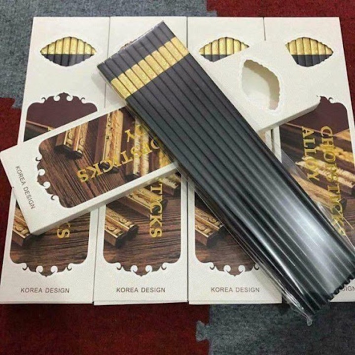 Bộ 10 Đôi Đũa Mạ Vàng - Đũa Ăn Cao Cấp Hàn Quốc