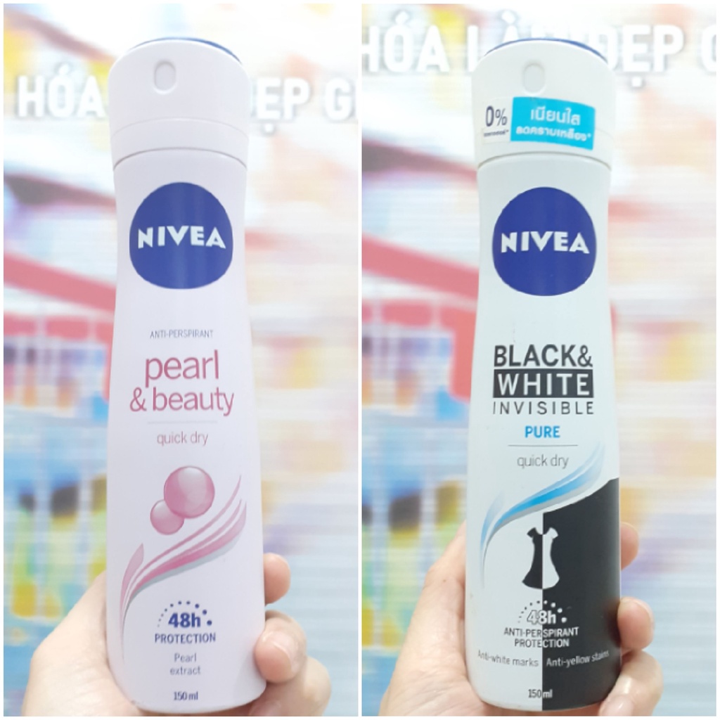 Xịt khử mùi Nivea Pearl Beauty / Black White Invisible Pure 150ml