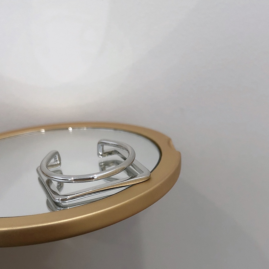 Nhẫn Hở Mạ Bạc 925 Kiểu Hình Học Thời Trang Cho Nam Nữ