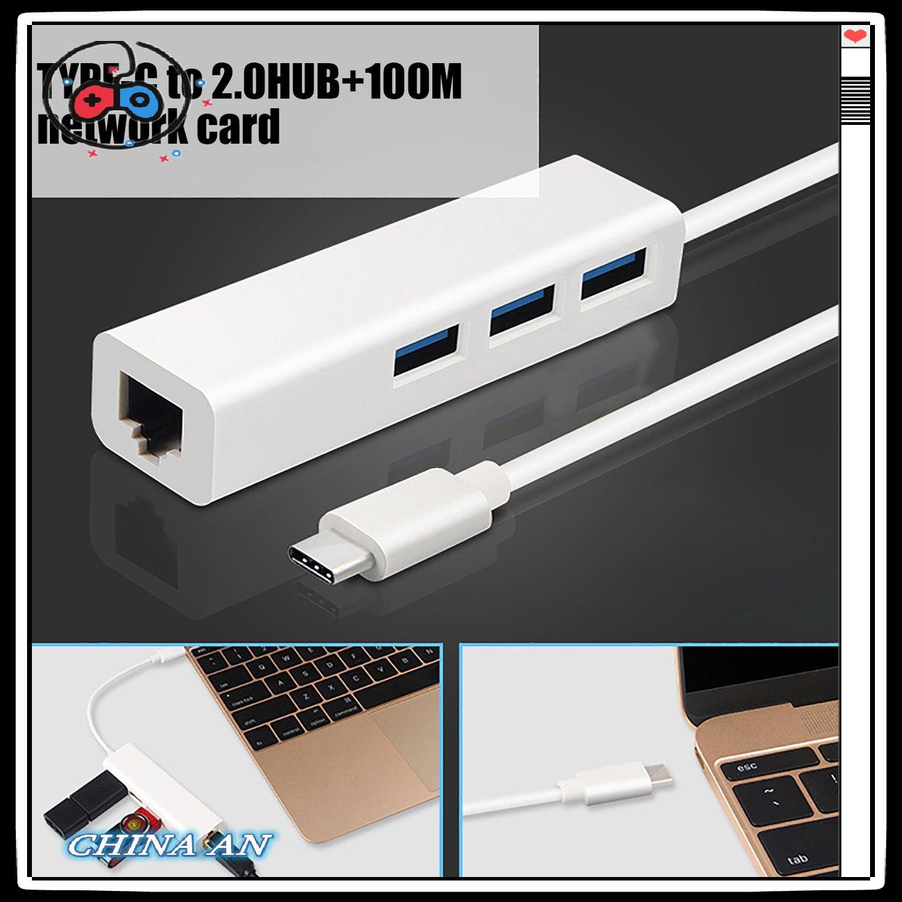 ⚡Hot sản phẩm/Multiple USB-C USB 3.1 Type-C To USB RJ45 Ethernet Lan Adapter Hub Cable