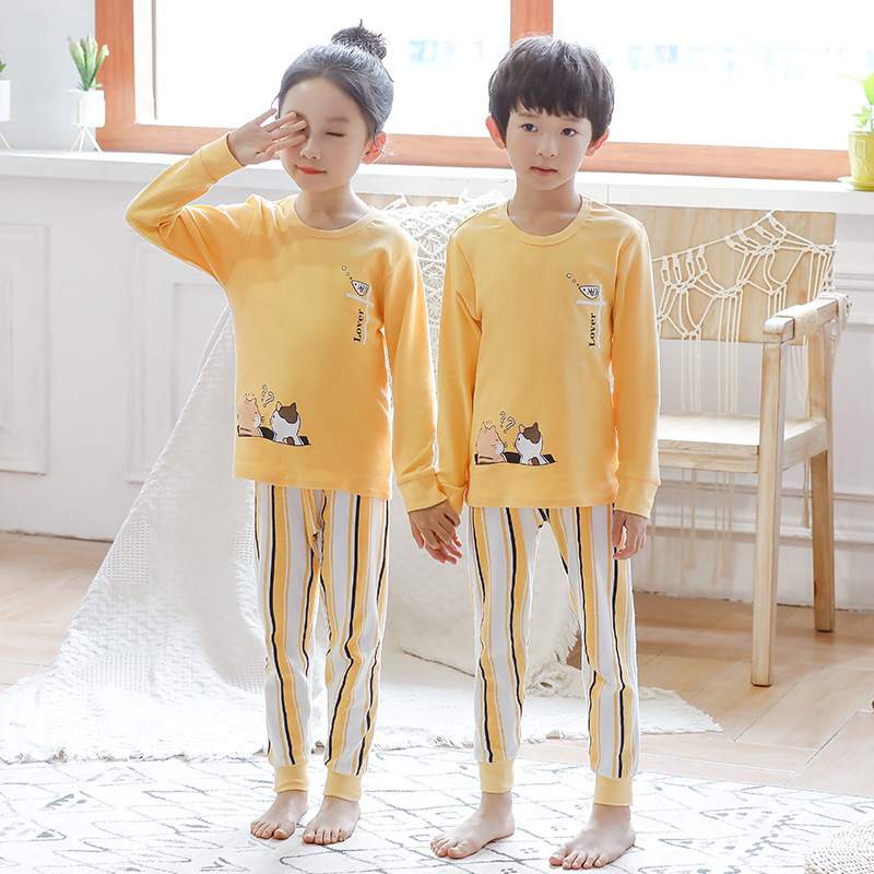 Bộ quần áo ngủ cotton họa tiết hoạt hình cho bé trai và bé gái