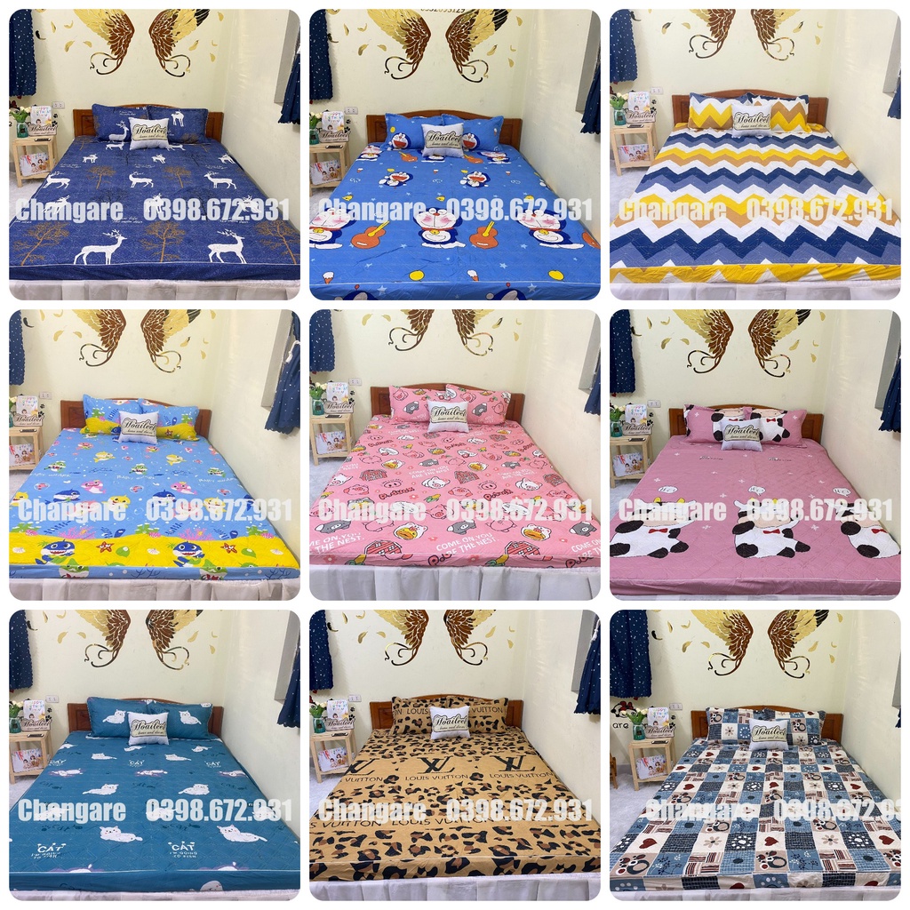 Ga trần bông ga trải giường ga chun trần đủ kích thước 1m2 m6 m8 2m chat chọn mẫu